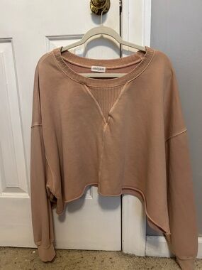 Vestique Cropped Pullover Sweatshirt in Dusty Mauve